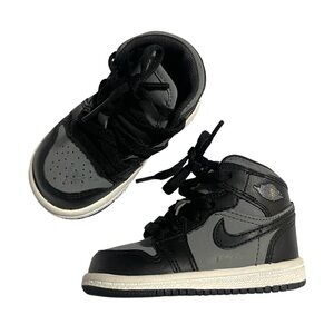 Toddler Jordan 1 Black and Grey Shoes Sneakers Lace Up 4C
